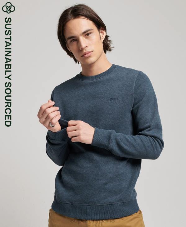 Superdry Hommes sweat ras du cou en coton bio à logo vintage D64Z661 vêtements marine