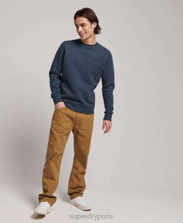 Superdry Hommes sweat ras du cou en coton bio à logo vintage D64Z661 vêtements marine