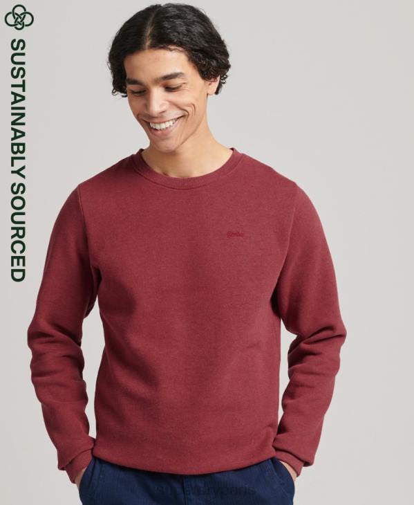 Superdry Hommes sweat ras du cou en coton bio à logo vintage D64Z662 vêtements rouge