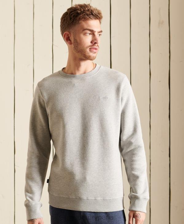 Superdry Hommes sweat ras du cou en coton bio à logo vintage D64Z663 vêtements gris