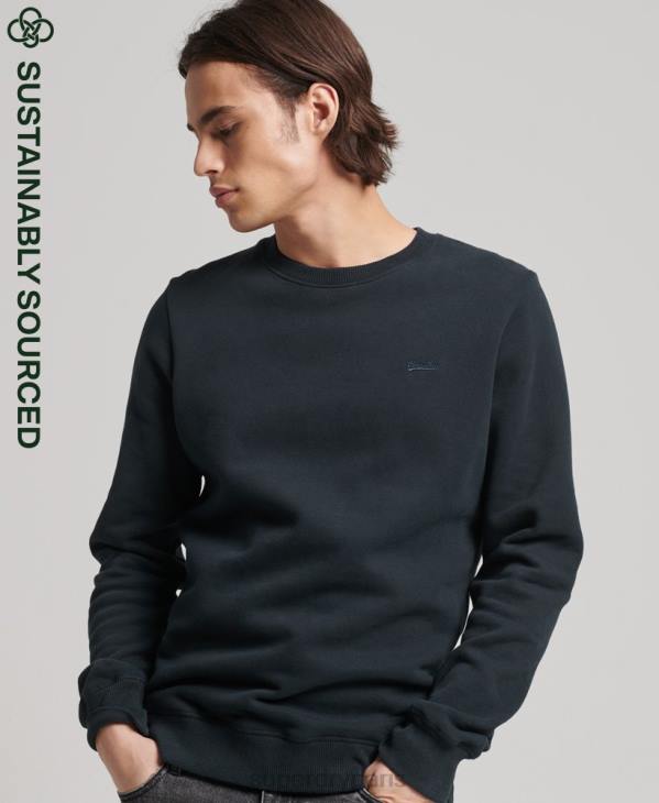 Superdry Hommes sweat ras du cou en coton bio à logo vintage D64Z664 vêtements marine