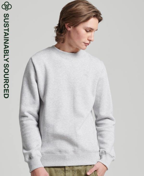 Superdry Hommes sweat ras du cou en coton bio à logo vintage D64Z678 vêtements gris clair