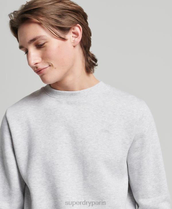 Superdry Hommes sweat ras du cou en coton bio à logo vintage D64Z678 vêtements gris clair
