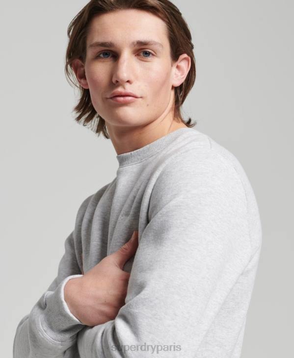 Superdry Hommes sweat ras du cou en coton bio à logo vintage D64Z678 vêtements gris clair