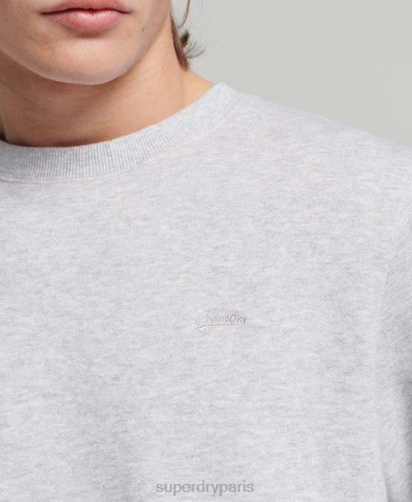 Superdry Hommes sweat ras du cou en coton bio à logo vintage D64Z678 vêtements gris clair