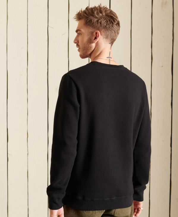 Superdry Hommes sweat ras du cou en coton bio à logo vintage D64Z771 vêtements noir