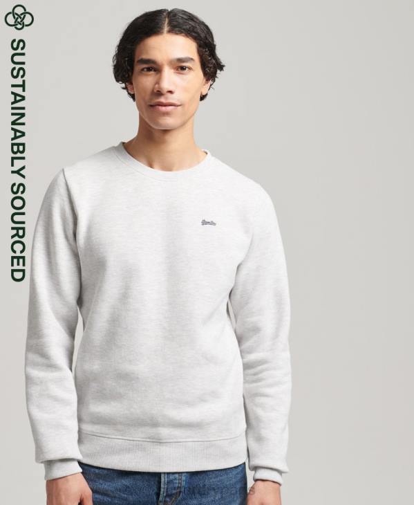 Superdry Hommes sweat ras du cou en coton bio à logo vintage D64Z772 vêtements gris clair
