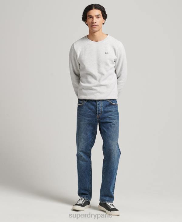 Superdry Hommes sweat ras du cou en coton bio à logo vintage D64Z772 vêtements gris clair