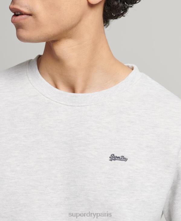 Superdry Hommes sweat ras du cou en coton bio à logo vintage D64Z772 vêtements gris clair