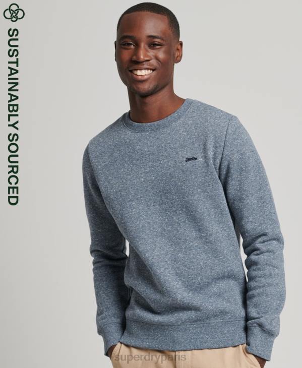 Superdry Hommes sweat ras du cou en coton bio à logo vintage D64Z844 vêtements bleu