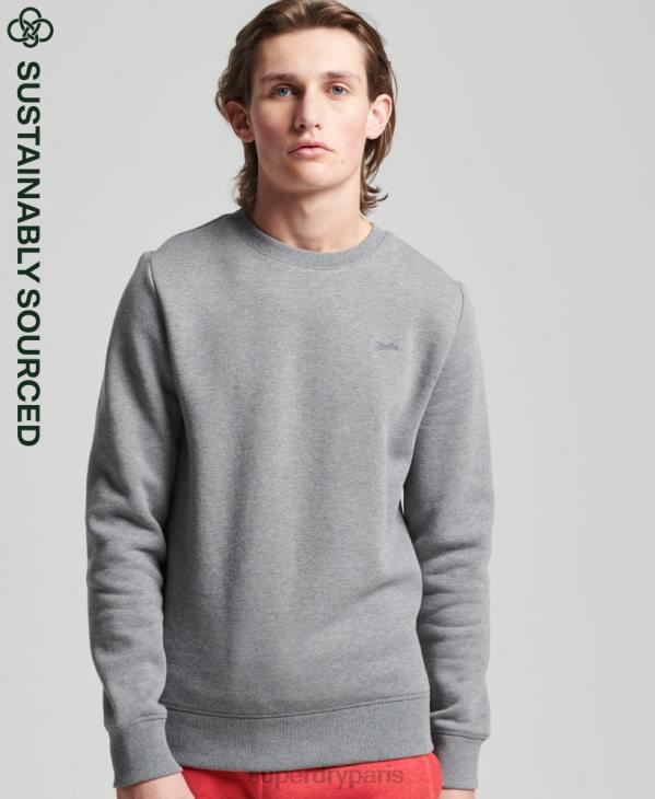 Superdry Hommes sweat ras du cou en coton bio à logo vintage D64Z863 vêtements gris