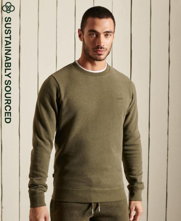 Superdry Hommes sweat ras du cou en coton bio à logo vintage D64Z865 vêtements kaki