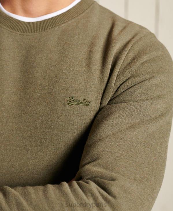 Superdry Hommes sweat ras du cou en coton bio à logo vintage D64Z865 vêtements kaki
