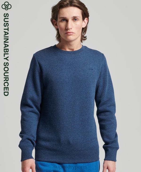 Superdry Hommes sweat ras du cou en coton bio à logo vintage D64Z888 vêtements bleu
