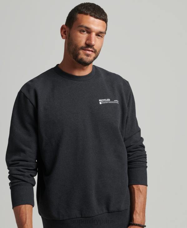 Superdry Hommes sweat ras du cou en micro-top recyclé D64Z889 vêtements noir