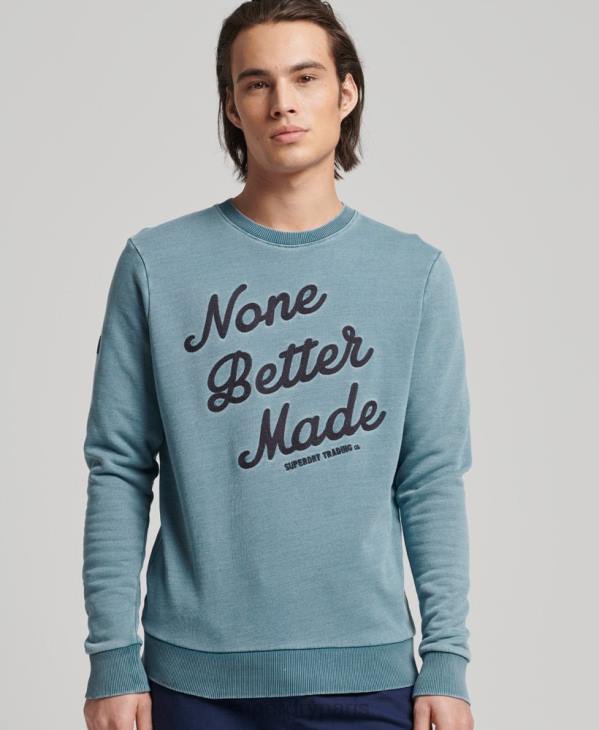 Superdry Hommes sweat ras du cou indigo style script vintage D64Z5018 vêtements bleu clair