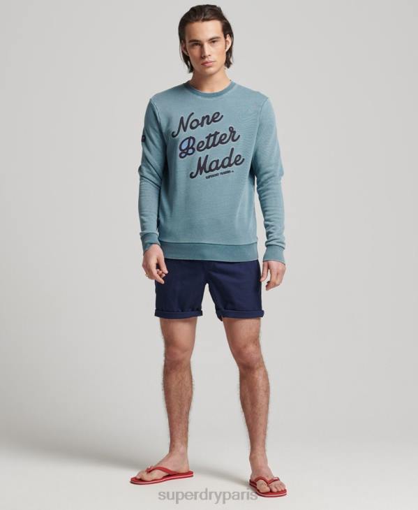 Superdry Hommes sweat ras du cou indigo style script vintage D64Z5018 vêtements bleu clair