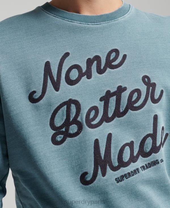 Superdry Hommes sweat ras du cou indigo style script vintage D64Z5018 vêtements bleu clair