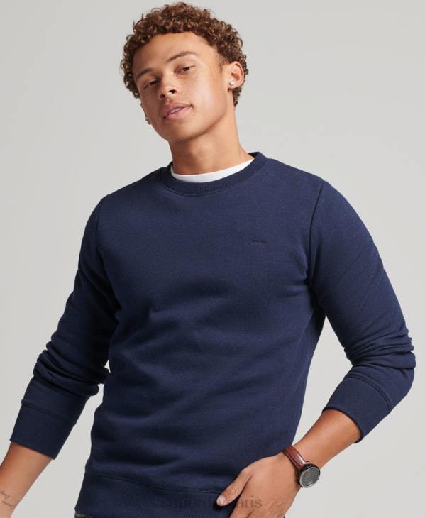 Superdry Hommes sweat ras du cou à logo essentiel en coton bio D64Z5020 vêtements marine