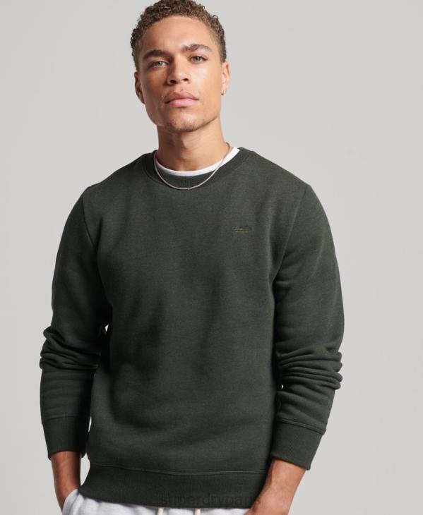 Superdry Hommes sweat ras du cou à logo essentiel en coton bio D64Z5067 vêtements vert