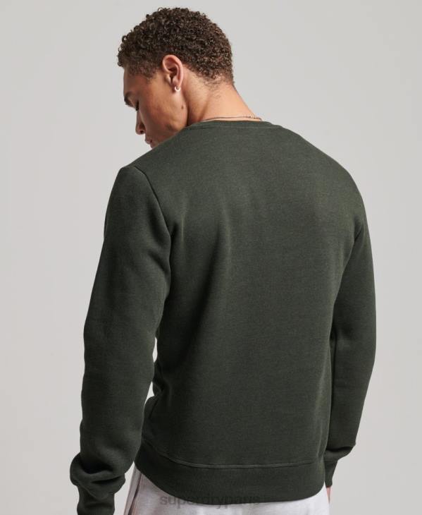 Superdry Hommes sweat ras du cou à logo essentiel en coton bio D64Z5067 vêtements vert