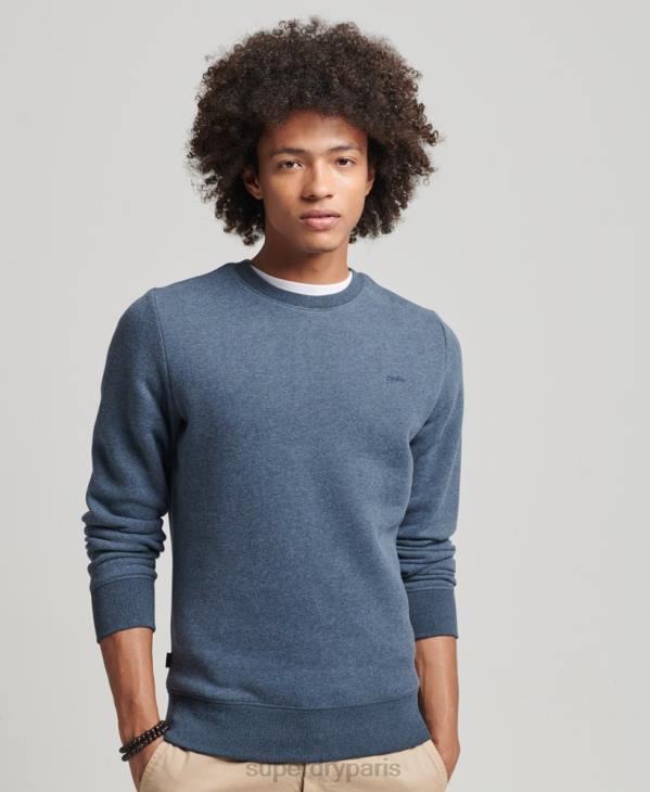 Superdry Hommes sweat ras du cou à logo essentiel en coton bio D64Z5165 vêtements marine