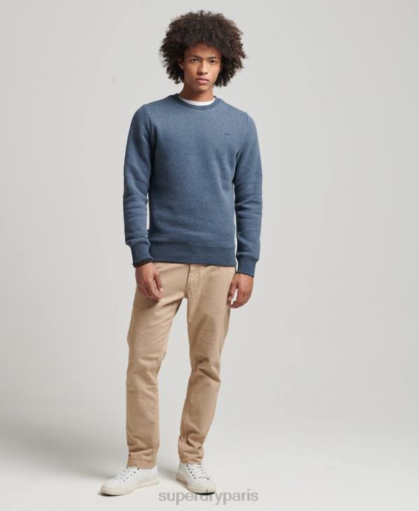 Superdry Hommes sweat ras du cou à logo essentiel en coton bio D64Z5165 vêtements marine