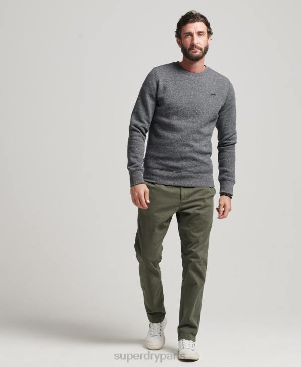 Superdry Hommes sweat ras du cou à logo essentiel en coton bio D64Z5226 vêtements gris foncé