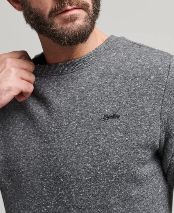 Superdry Hommes sweat ras du cou à logo essentiel en coton bio D64Z5226 vêtements gris foncé