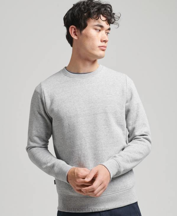 Superdry Hommes sweat ras du cou à logo essentiel en coton bio D64Z554 vêtements gris