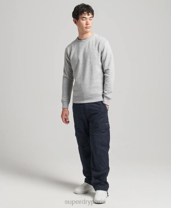 Superdry Hommes sweat ras du cou à logo essentiel en coton bio D64Z554 vêtements gris