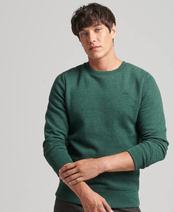 Superdry Hommes sweat ras du cou à logo essentiel en coton bio D64Z601 vêtements vert