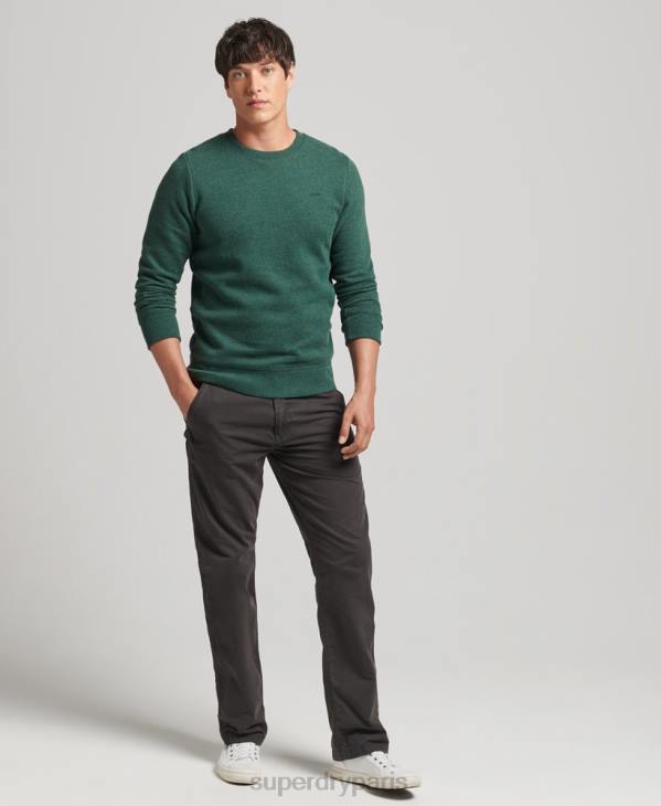 Superdry Hommes sweat ras du cou à logo essentiel en coton bio D64Z601 vêtements vert