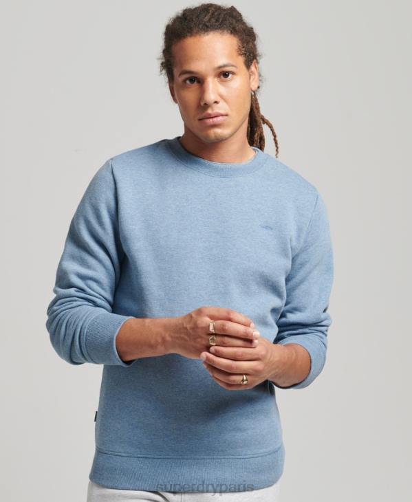 Superdry Hommes sweat ras du cou à logo essentiel en coton bio D64Z603 vêtements bleu clair