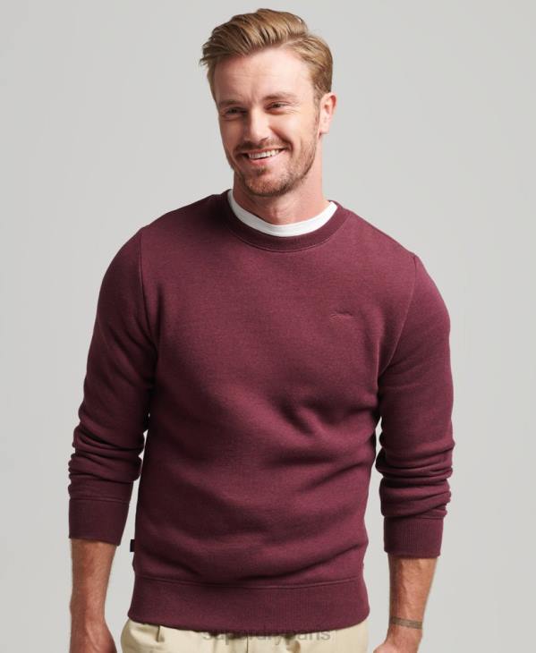 Superdry Hommes sweat ras du cou à logo essentiel en coton bio D64Z673 vêtements rouge
