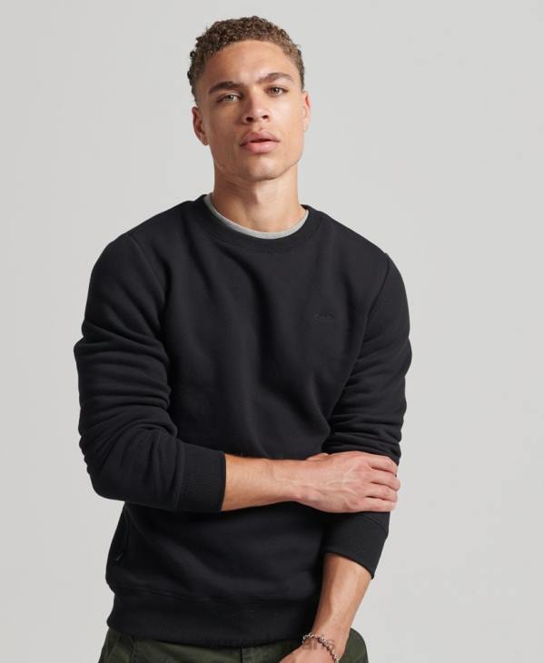 Superdry Hommes sweat ras du cou à logo essentiel en coton bio D64Z701 vêtements noir