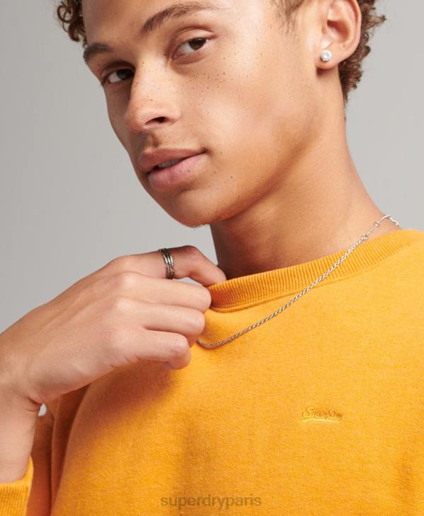 Superdry Hommes sweat ras du cou à logo essentiel en coton bio D64Z705 vêtements jaune