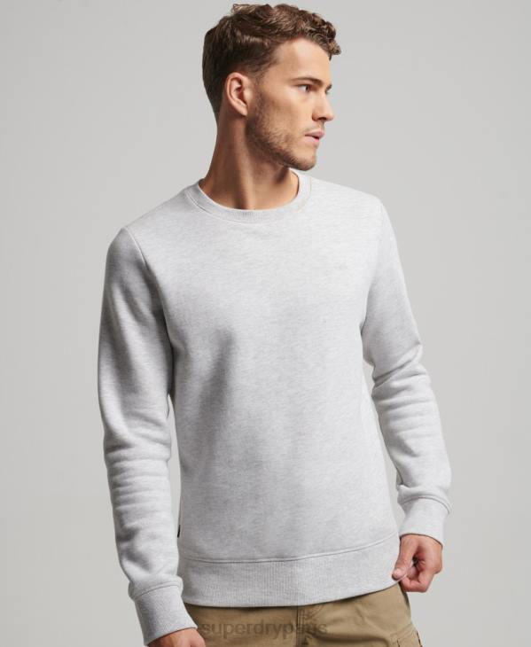 Superdry Hommes sweat ras du cou à logo essentiel en coton bio D64Z770 vêtements gris clair