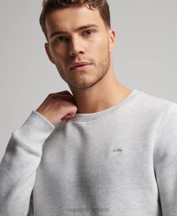 Superdry Hommes sweat ras du cou à logo essentiel en coton bio D64Z770 vêtements gris clair
