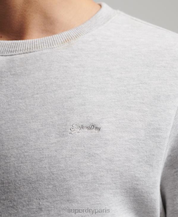 Superdry Hommes sweat ras du cou à logo essentiel en coton bio D64Z770 vêtements gris clair