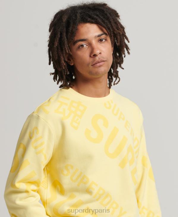 Superdry Hommes sweat ras du cou à logo imprimé sur l'ensemble D64Z3435 vêtements jaune