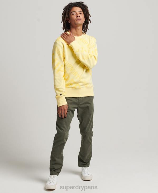 Superdry Hommes sweat ras du cou à logo imprimé sur l'ensemble D64Z3435 vêtements jaune