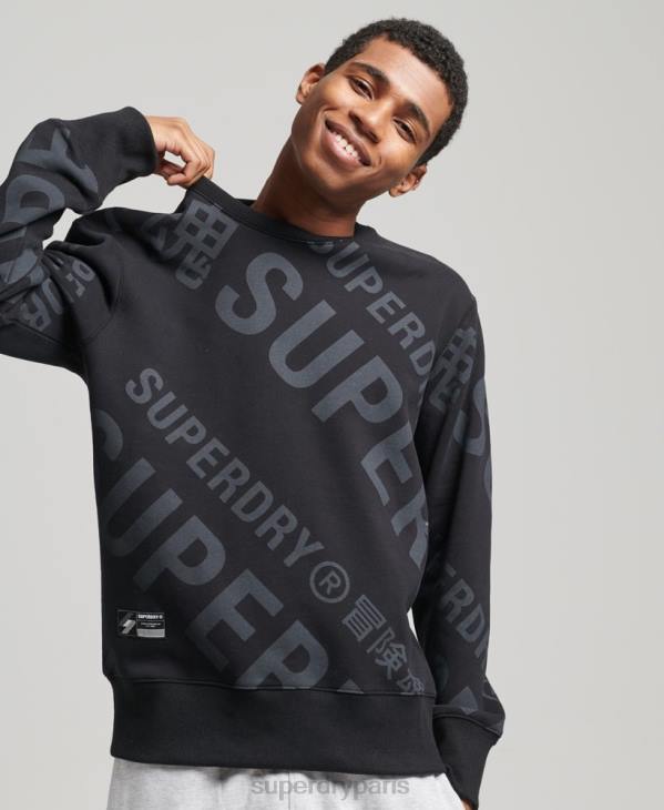 Superdry Hommes sweat ras du cou à logo imprimé sur l'ensemble D64Z5802 vêtements noir
