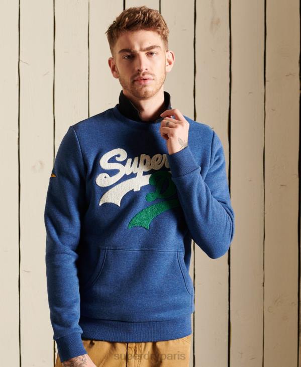 Superdry Hommes sweat ras du cou à logo vintage D64Z5181 vêtements bleu