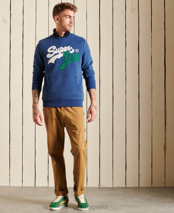 Superdry Hommes sweat ras du cou à logo vintage D64Z5181 vêtements bleu