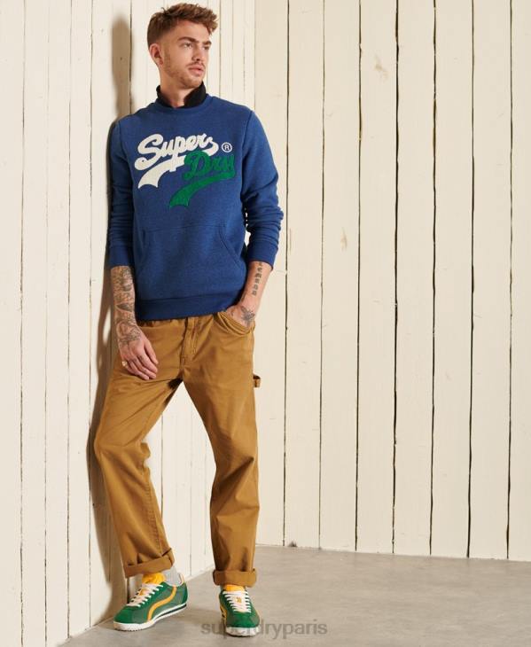Superdry Hommes sweat ras du cou à logo vintage D64Z5181 vêtements bleu