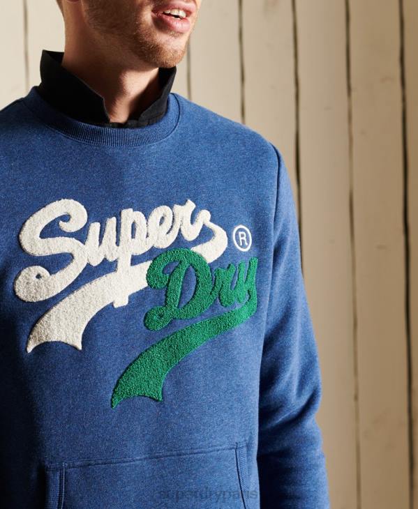 Superdry Hommes sweat ras du cou à logo vintage D64Z5181 vêtements bleu