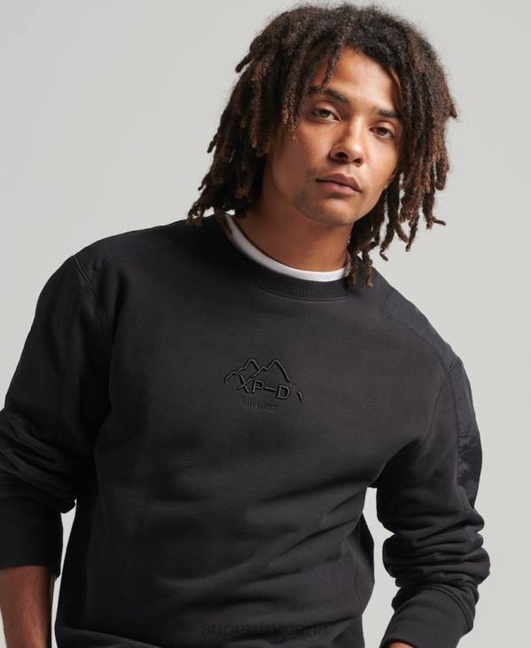Superdry Hommes sweat ras du cou xp-d hybride mélange de tissus D64Z794 vêtements noir