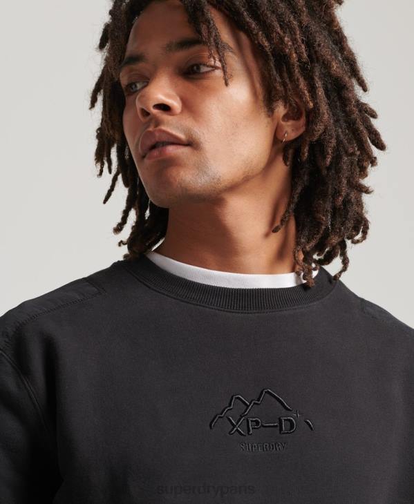 Superdry Hommes sweat ras du cou xp-d hybride mélange de tissus D64Z794 vêtements noir
