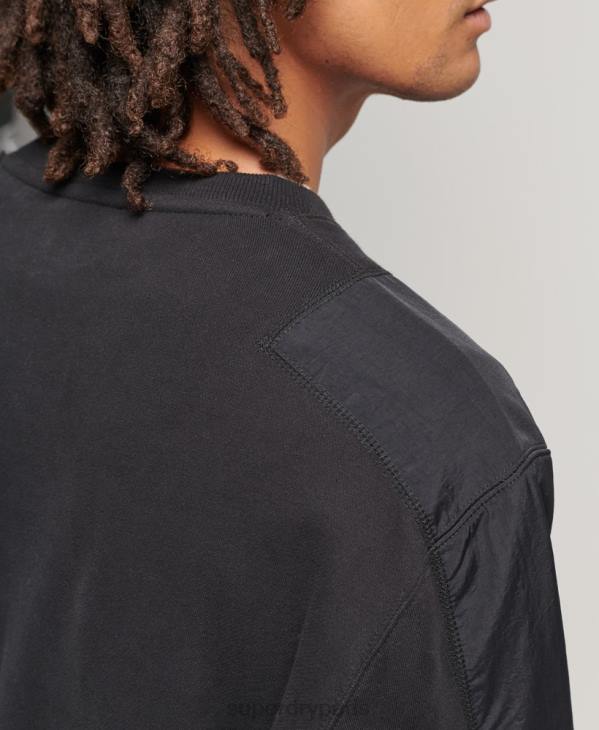 Superdry Hommes sweat ras du cou xp-d hybride mélange de tissus D64Z794 vêtements noir
